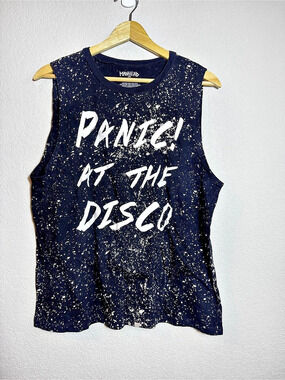 Manhead Panic! At the Disco Graphic Muscle Tee Black & White Size Medium